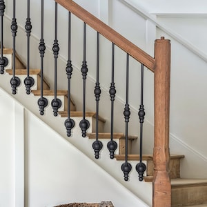 Wrought Iron stair spindle railing handrail Balusters picket black balcony balusters metal industrial stair decor staircase