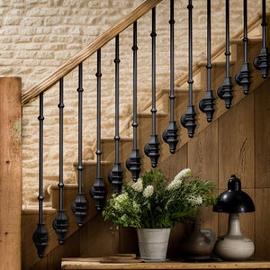 Wrought Iron handrail stair railing spindle  Balusters picket black balcony balusters metal industrial stair decor staircase 100 cm length