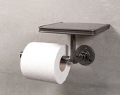 Toilet roll holder shelf toilet paper holder toilet paper storage steel pipe industrial cast iron bathroom decor steampunk vintage barn