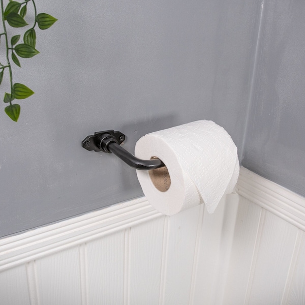 toilet roll holder Vintage toilet paper holder Metal steel cast iron wall mounted bathroom fitting Steampunk toilet roll storage.