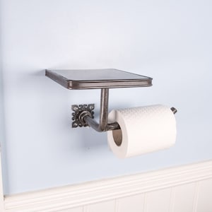 Toilet roll holder & shelf toilet paper holder toilet paper storage steel pipe industrial  cast iron bathroom decor steampunk vintage barn