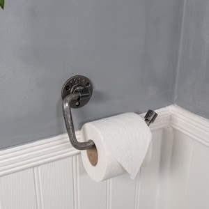 Industrial toilet roll holder Vintage toilet paper holder Metal steel cast iron wall mounted bathroom fitting Steampunk toilet roll storage.