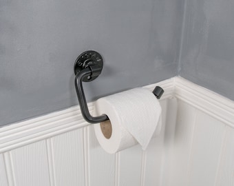 Industrial toilet roll holder Vintage toilet paper holder Metal steel cast iron wall mounted bathroom fitting Steampunk toilet roll storage.