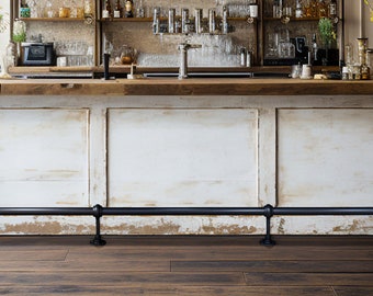 Industrial foot rail Black home bar foot rail Kitchen island foot rest Custom foot railing Metal steel cast iron Bar décor Steampunk Vintage
