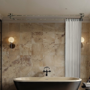 Brass Shower Curtain Rod | Ceiling Mounted | Rectangular & Squarer | aged brass Finish | Handcrafted