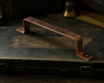 Hand Forged Solid Copper Drawer Pulls, Handles. Hammered Round