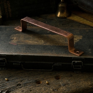 Copper door handle drawer pulls cabinet handles barn hardware industrial kitchen decor vintage steampunk cupboard handmade retro urban