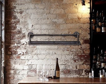 Industrial wine rack | wall mounted  | bar drinks cabinet | industrial metal shelf  |