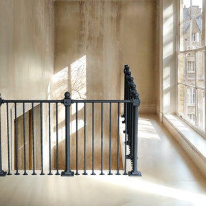Black Wrought Iron vintage Balustrades Handrail Horizontal Balusters  stair spindle railing panel picket balcony metal industrial staircase