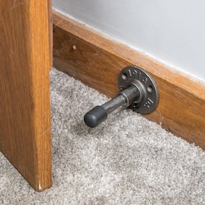 Metal door stop | door stopper | Cast iron | protection |  industrial style with rubber end | raw metal finish