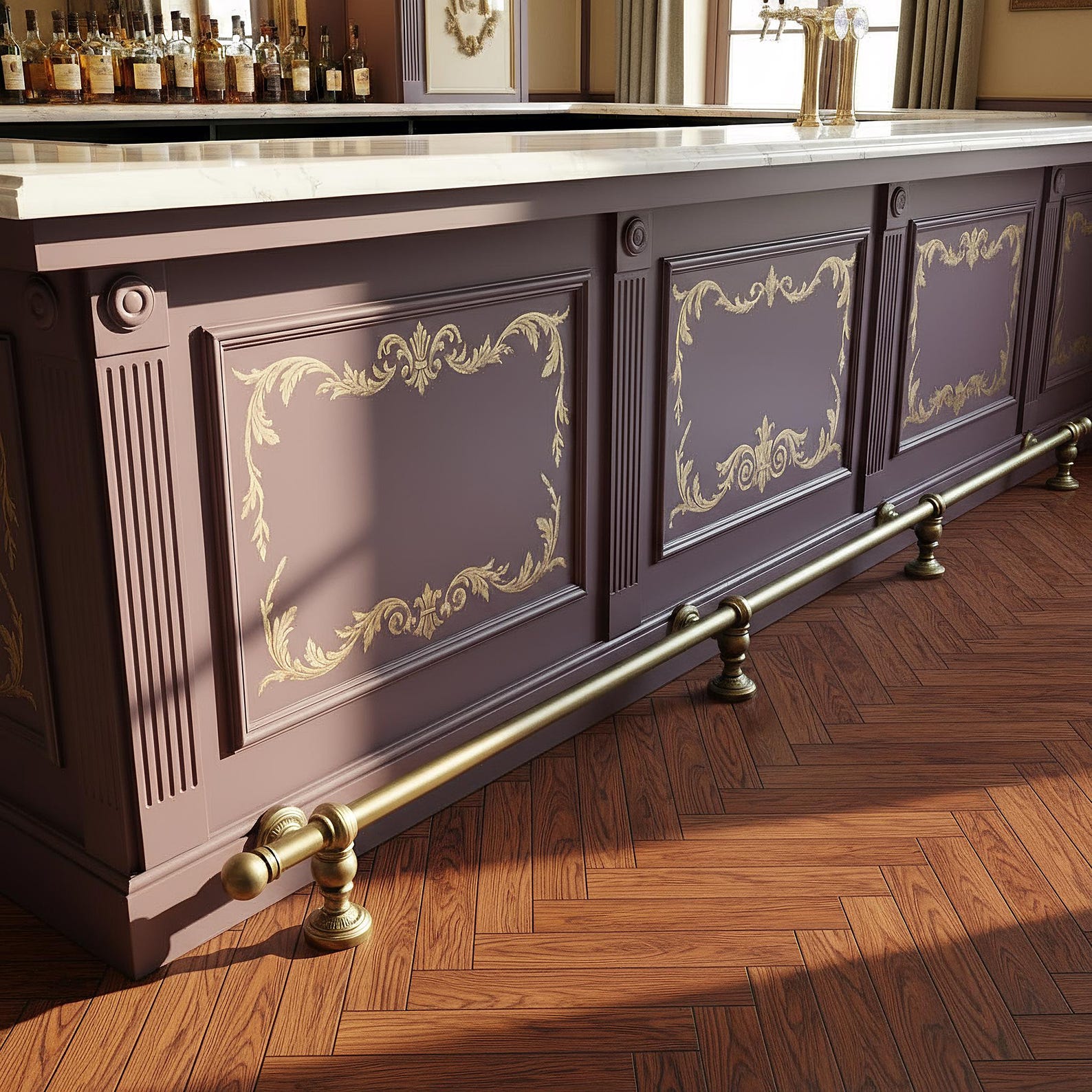 Industrial Foot Rail Aged Brass Home Bar Foot Rail Kitchen Island Foot ...