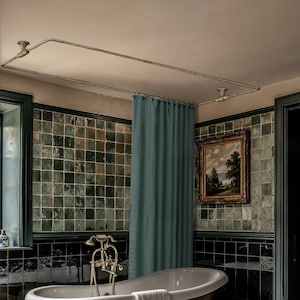 Copper Shower Curtain Rod | Ceiling Mounted | Rectangular & Squarer | Copper Finish | Handcrafted
