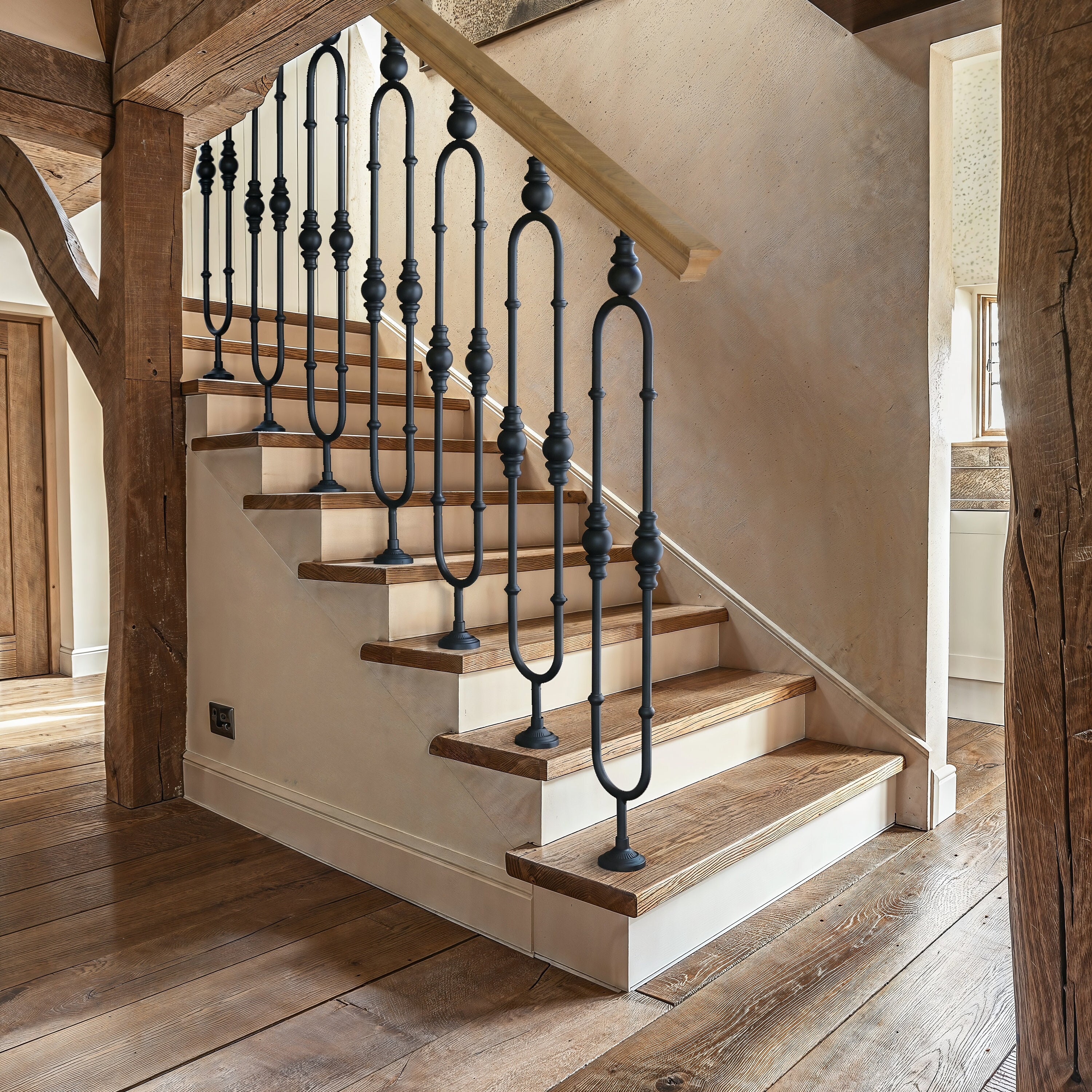 Wrought Iron stair spindle Black rail...