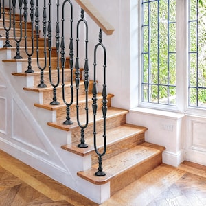 Wrought Iron stair spindle Black railing panel handrail Balusters picket balcony balusters metal industrial stair decor staircase