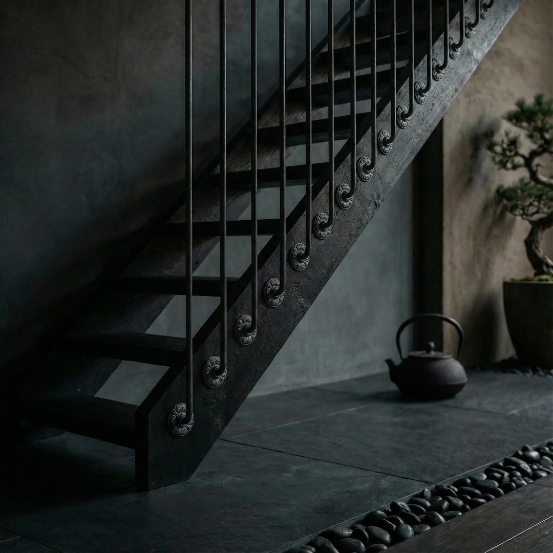 Floral Iron Stair Spindles | Hidden Fix Side Mount | Wabi Sabi Japandi ...