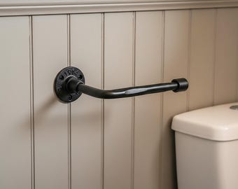 Soporte para rollo de papel higiénico industrial, soporte para papel higiénico negro vintage, accesorio de baño de metal fundido para montaje en pared, rollo de papel higiénico