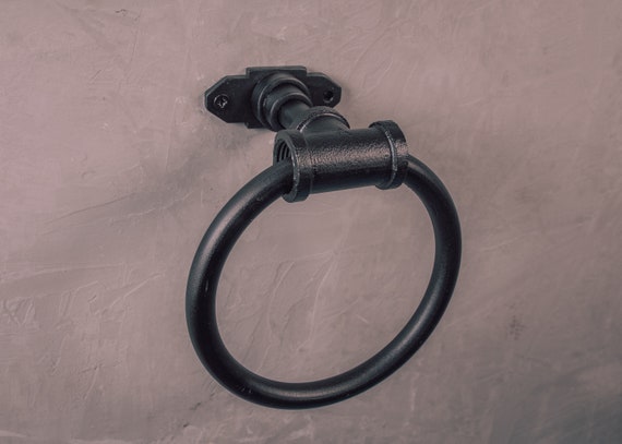 thumbnail image 2 of Industrial Cast Iron Swivel Towel Rail Holder - Round Wall Mount - Bathroom 2 of 6