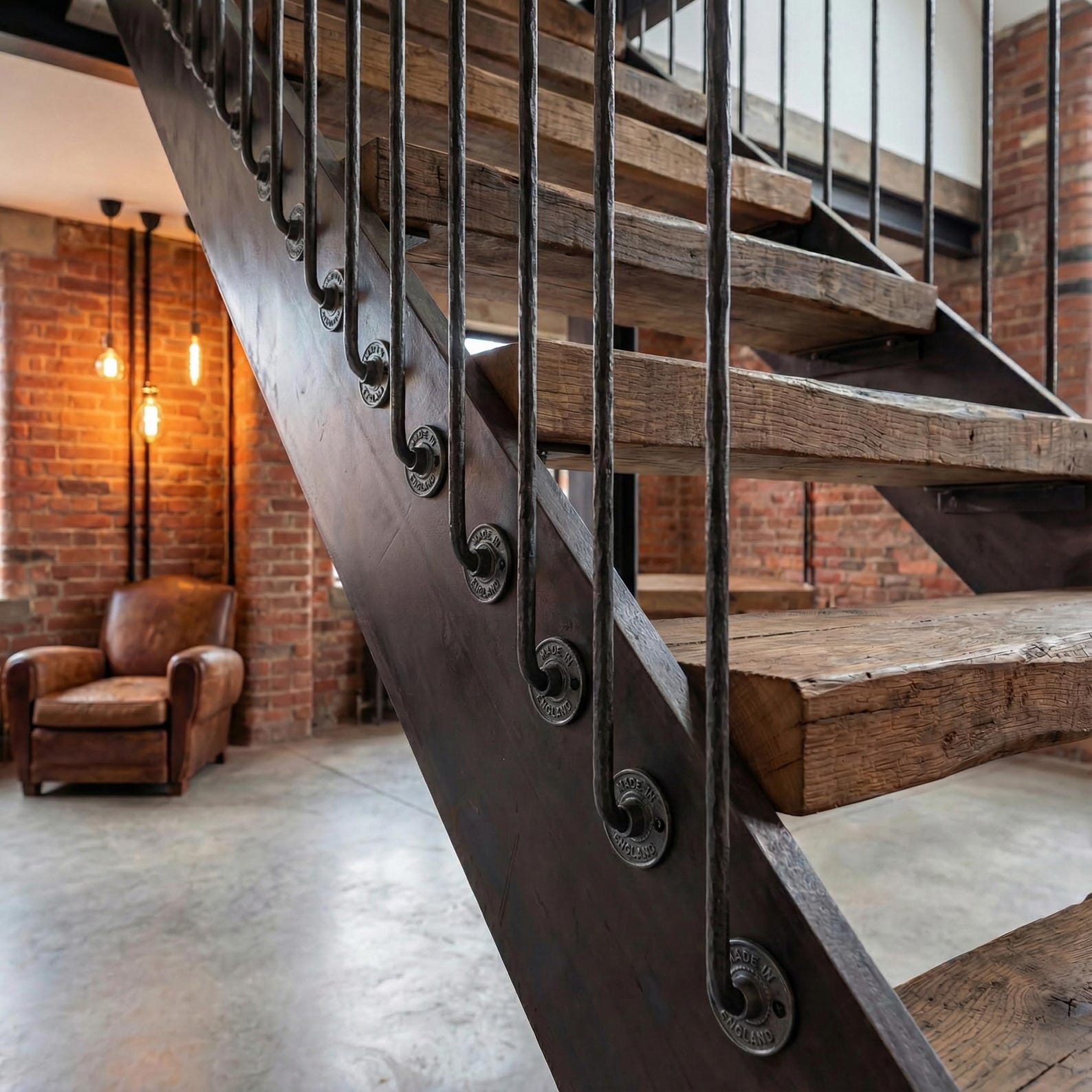 Industrial Hammered Steel Stair Spindles | 