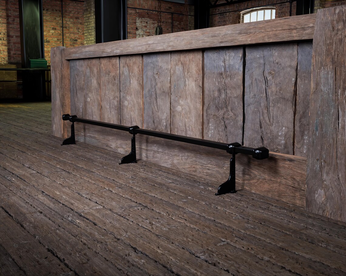 1 Foot Railing Industrial Foot Rail Black Wrought Iron Home Bar Foot Rail Kitchen ...
