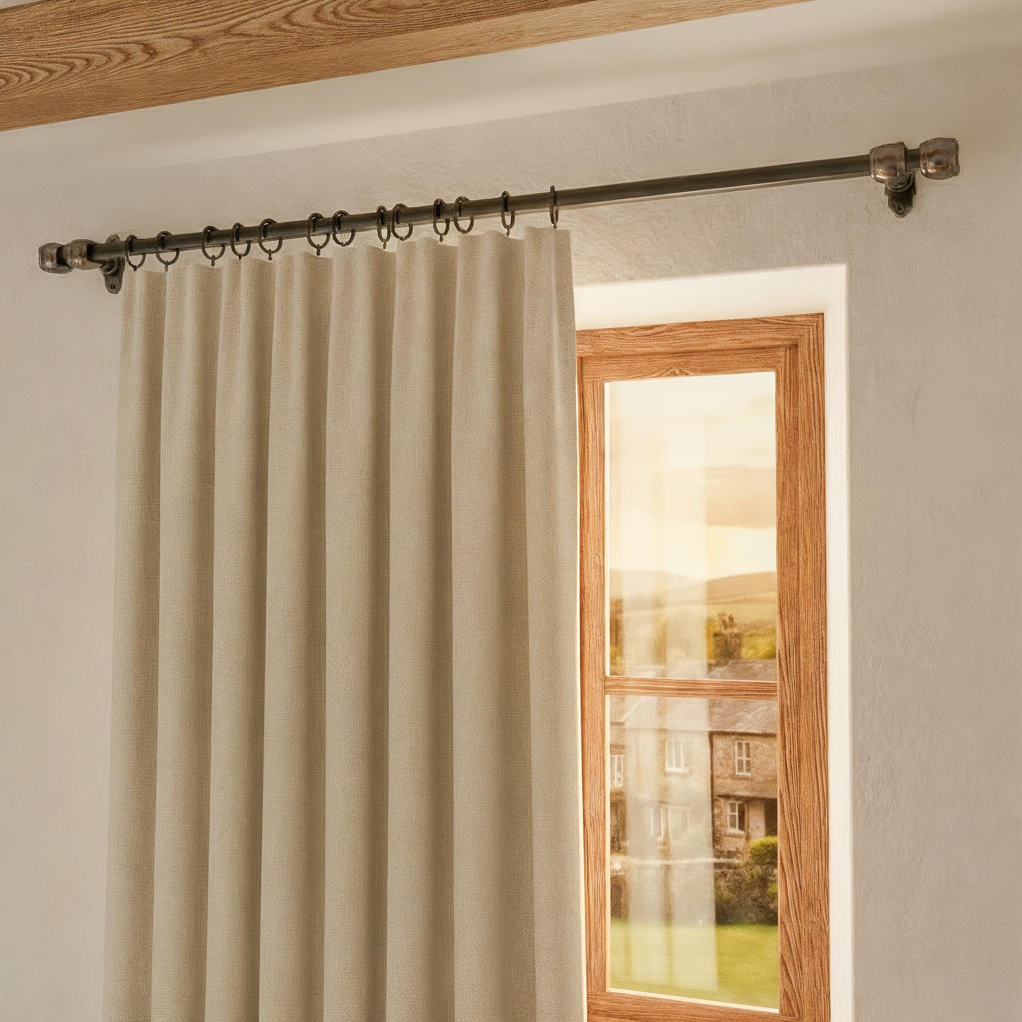 Wrought iron curtain rail wrought iron wall mounted vintage curtain rod steel pole ironmongery Bespoke metalwork