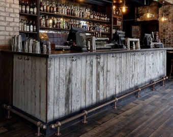 Industrial foot rail copper home bar foot rail Kitchen island foot rest Custom foot railing Metal steel cast iron Bar décor Steampunk