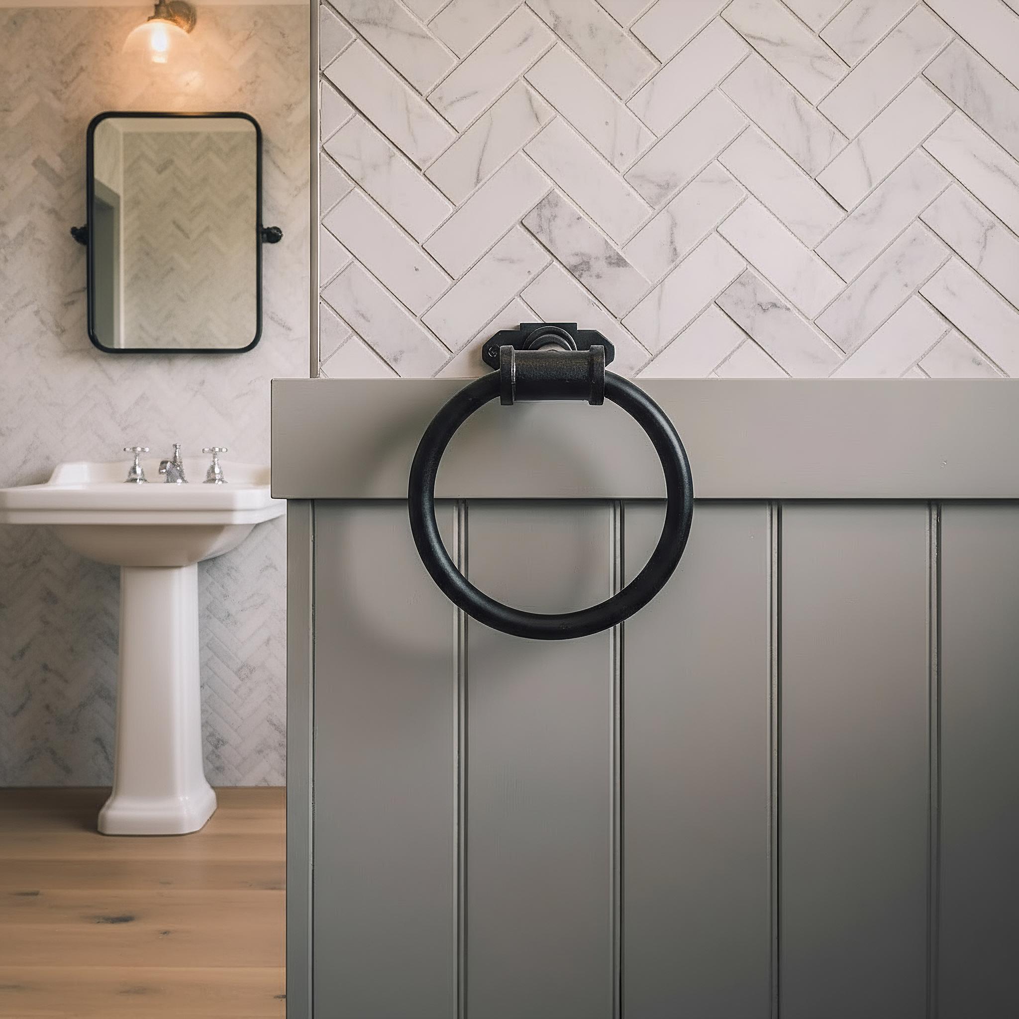 Portasciugamani da parete per il bagno in alluminio nero