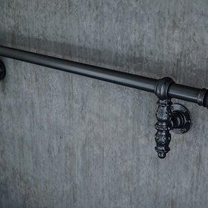 Black metal handrail stair handrails wrought iron staircase railings steel railing for stair outdoor step ironmongery Bespoke metalwork