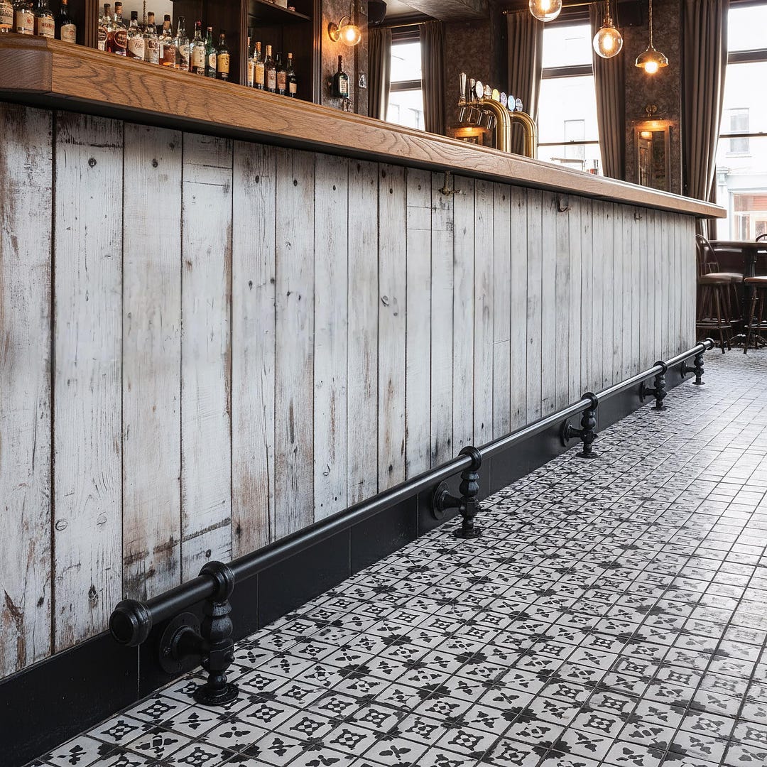 Industrial Foot Rail | Black Home Bar Foot Rail | Kitchen Island Foot ...