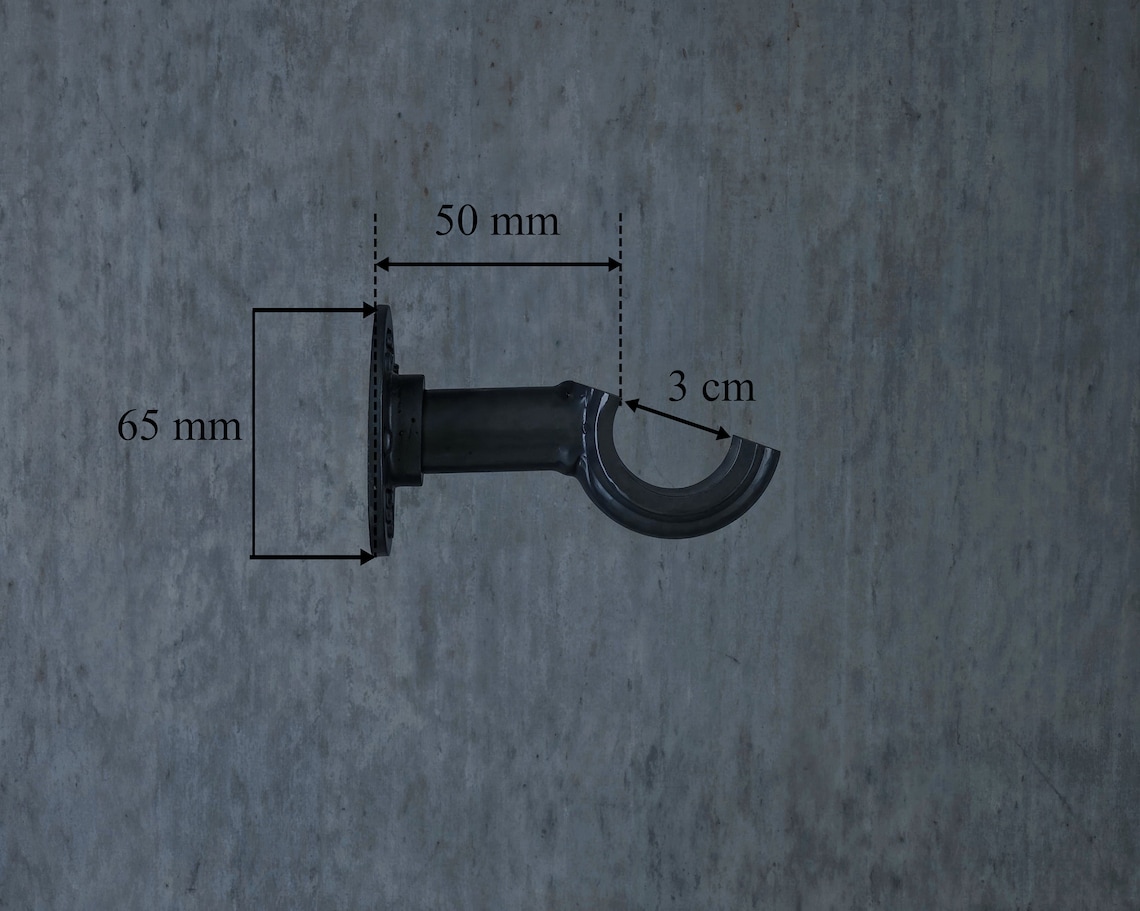 Black Metal Curtain Rail Wrought Iron Wall Mounted Vintage Curtain Rod ...