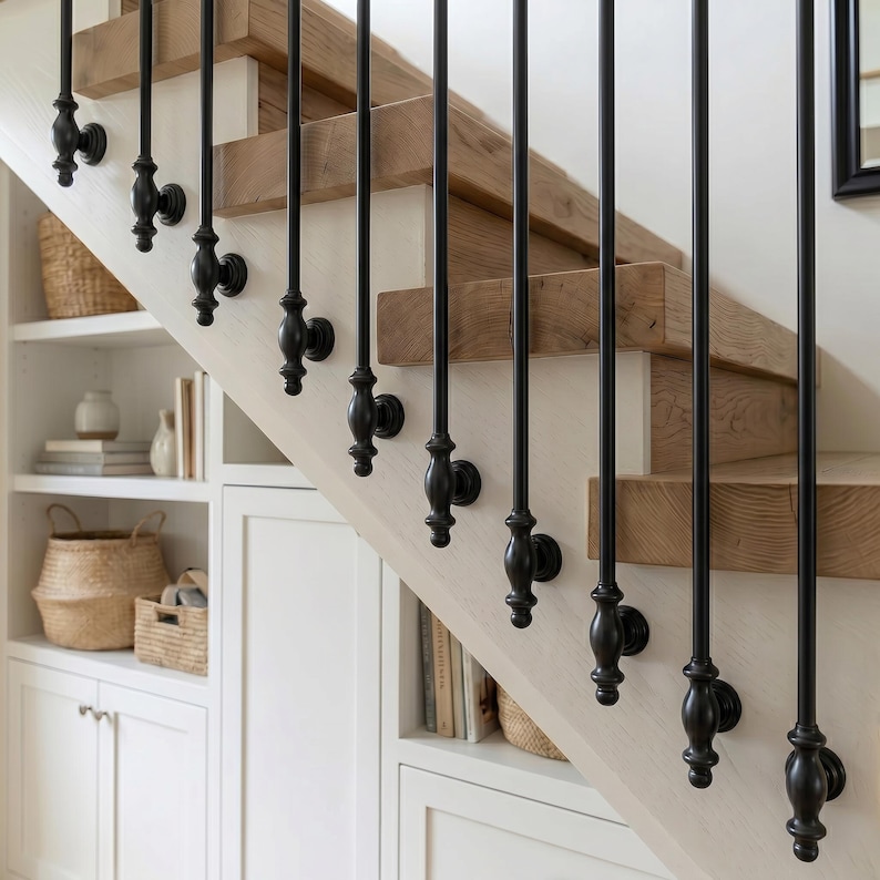 Wrought Iron Stair Spindle Railing Handrail Balusters Picket Black ...