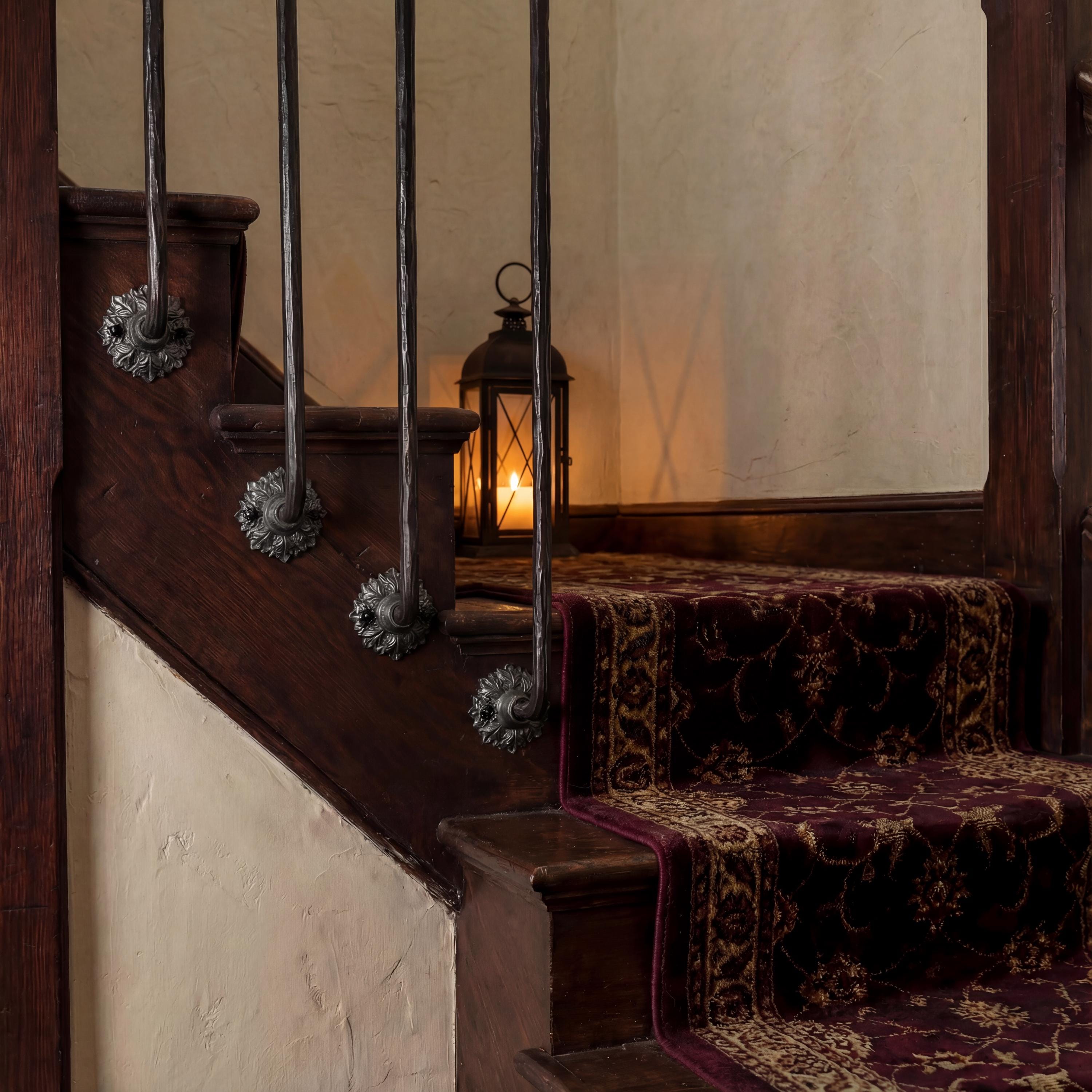 Baluster Railing Texture Floral Rosette Iron Stair Spindles | Ornate Side Mount Balusters | Hand ...