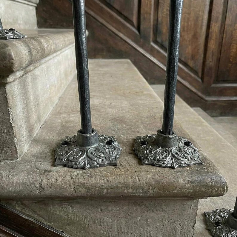 Jacobean Floral Stair Spindles | Hand Forged Hammered Iron | Tudor ...