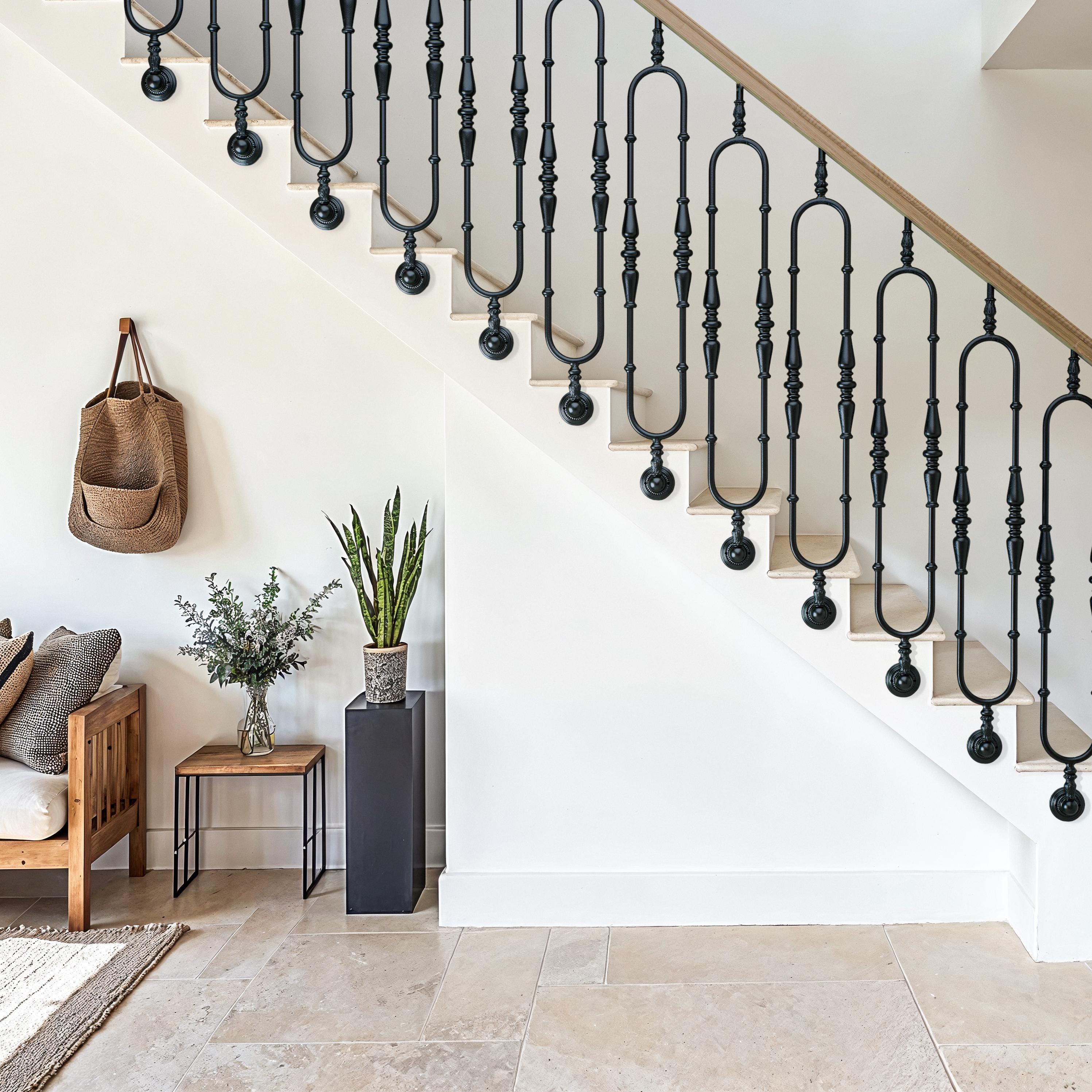 Wrought Iron Stair Spindle Black Railing Panel Handrail Balusters ...