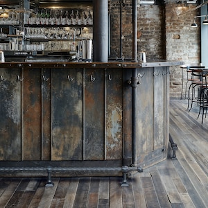 Industriële voetrail Smeedijzeren voetsteun voor thuisbar Voetsteun keukeneiland Aangepaste voetleuning Metaalstaal gietijzer Bardecor Steampunk