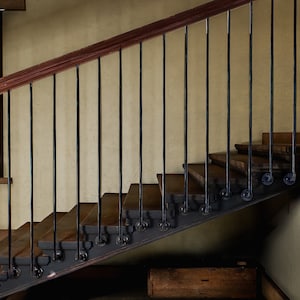 Wrought Iron handrail stair railing spindle  Balusters picket black balcony balusters metal industrial stair decor staircase 100 cm length