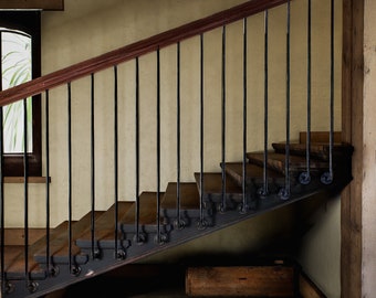 Wrought Iron handrail stair railing spindle  Balusters picket black balcony balusters metal industrial stair decor staircase 100 cm length