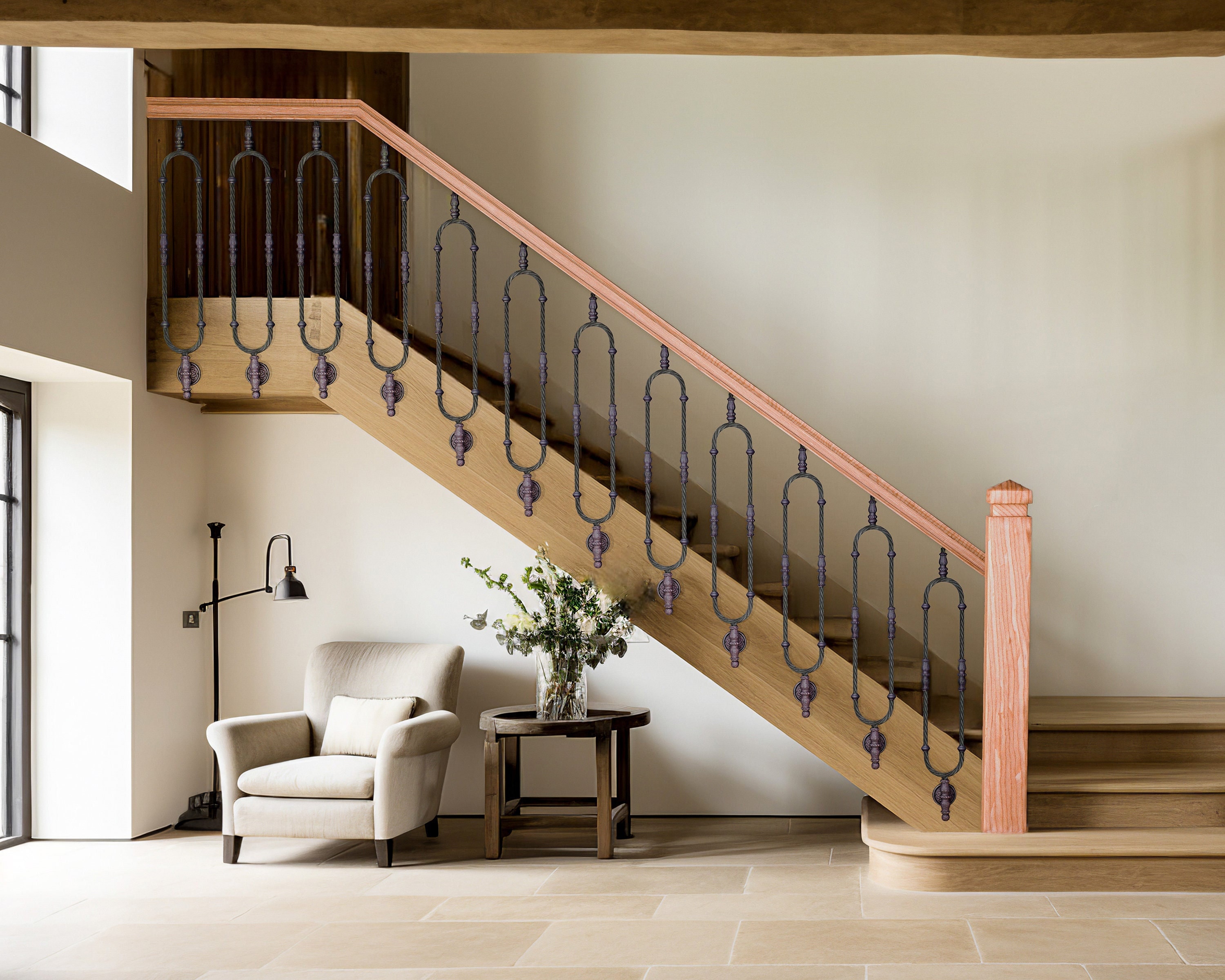 Wrought Iron stair spindle railing panel handrail Balusters picket balcony balusters metal industrial stair decor staircase