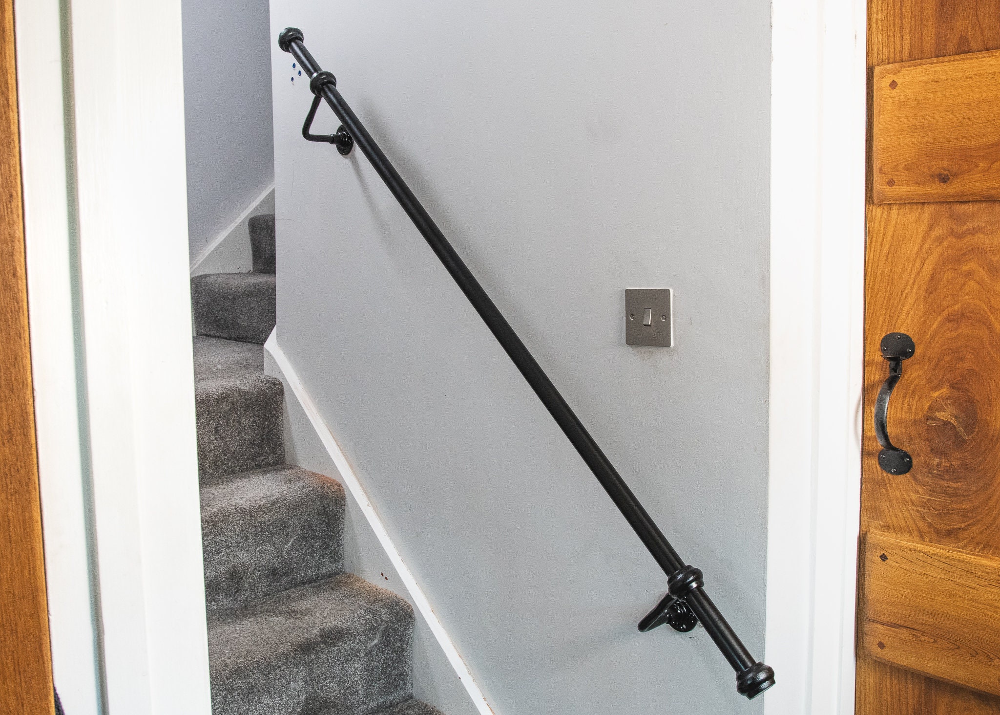 Black Metal handrail stair handrails wrought iron staircase Etsy