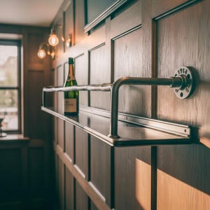 Industrial wine rack wall mounted  bar drinks cabinet industrial metal shelf  vintage kitchen shelf's , bathroom wall steel shelf