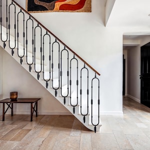 Wrought Iron stair spindle Black railing panel handrail Balusters picket balcony balusters metal modern industrial stair decor staircase
