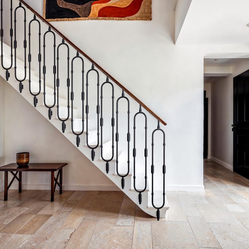 Wrought Iron Stair Spindle Black Railing Panel Handrail Balusters ...