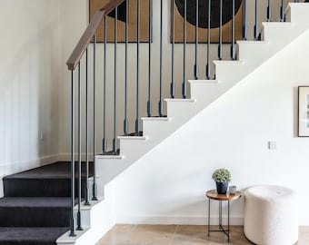 Wrought Iron handrail stair railing spindle  modern Balusters picket black balcony metal industrial stair decor staircase 100 cm length