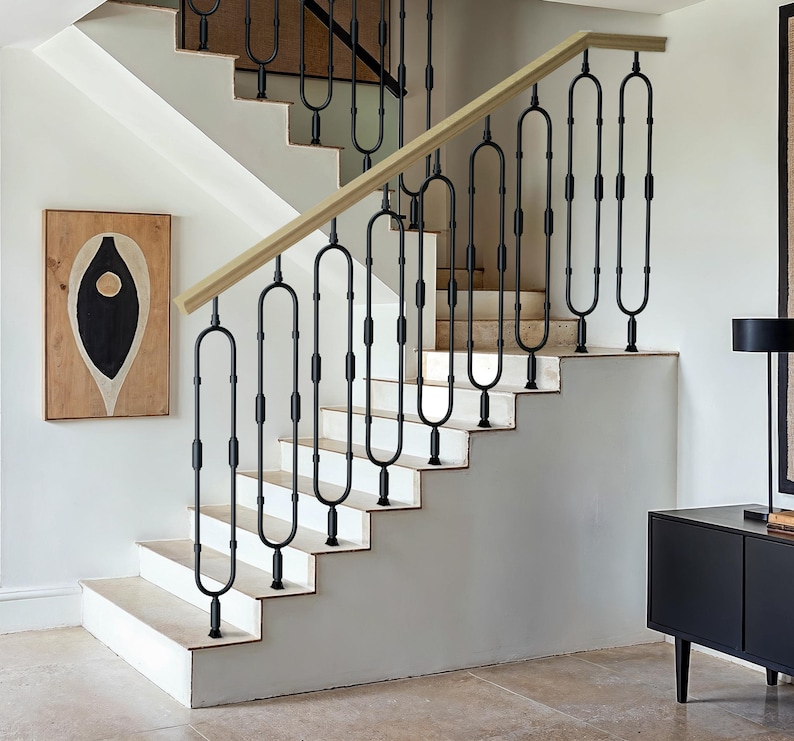 Wrought Iron Stair Spindle Black Railing Panel Handrail Balusters ...