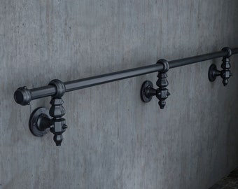 Black metal handrail stair handrails wrought iron staircase railings steel railing for stair outdoor step ironmongery Bespoke metalwork