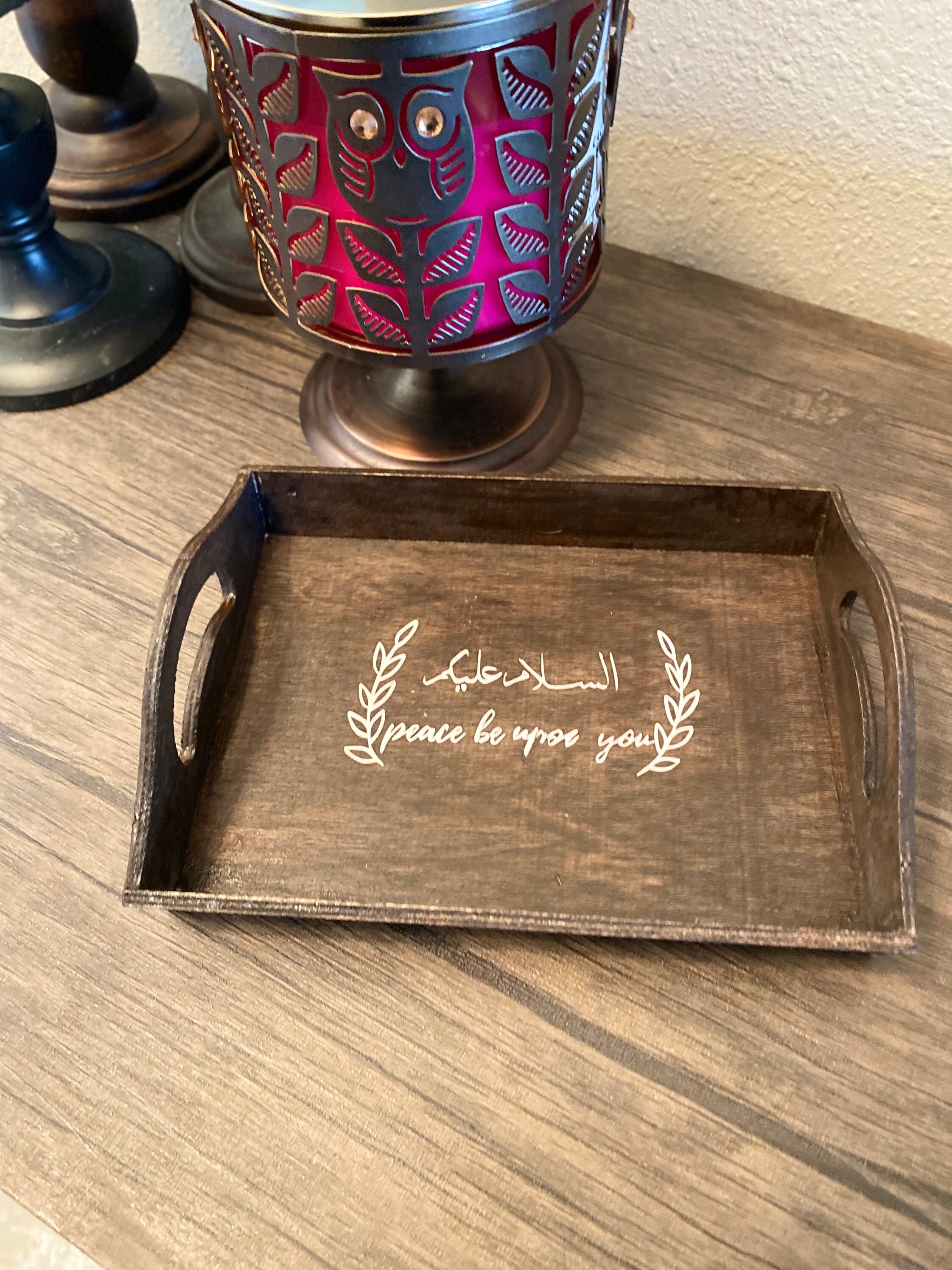 Wooden Key tray with Arabic greetings Etsy