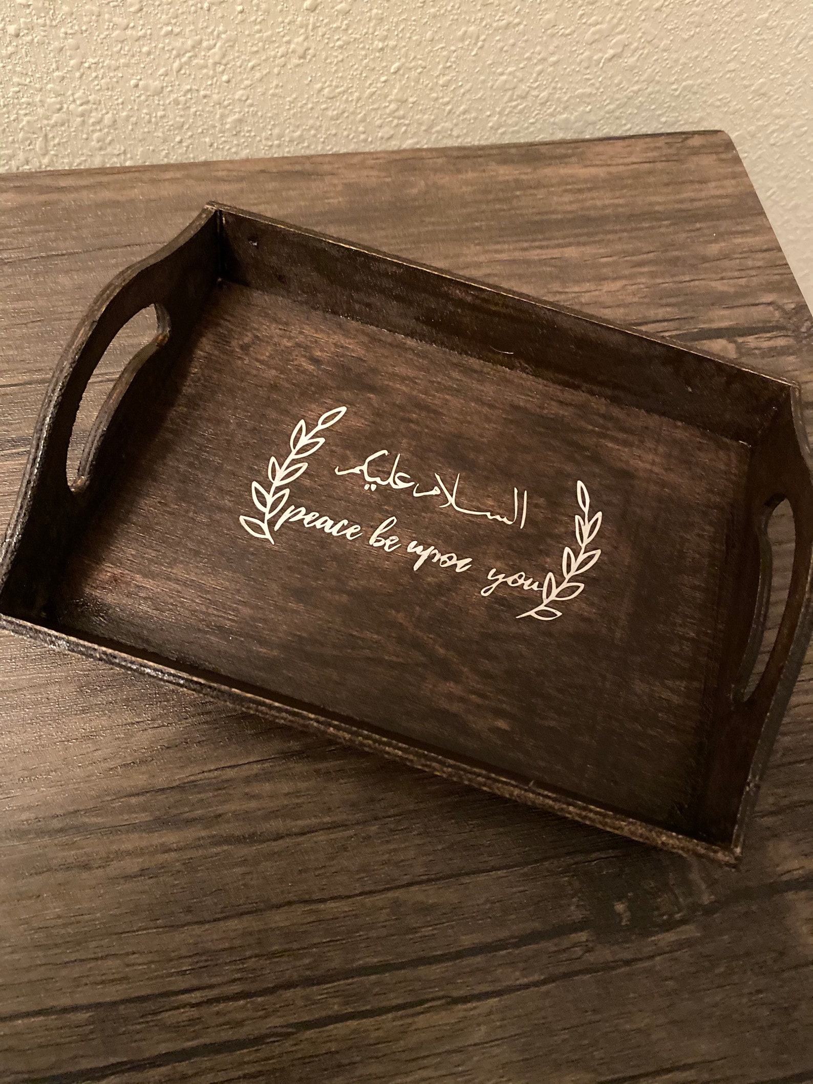 Wooden Key tray with Arabic greetings Etsy