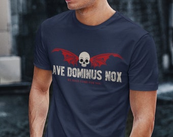 Night Lords Wargamer Shirt | Ave Dominus Nox in Navy and Red | RPG Tshirt | Wargamers | AoS Tshirt