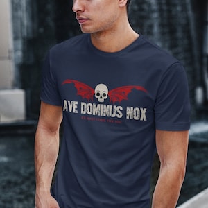 Night Lords Wargamer Shirt | Ave Dominus Nox in Navy and Red | RPG Tshirt | Wargamers | AoS Tshirt