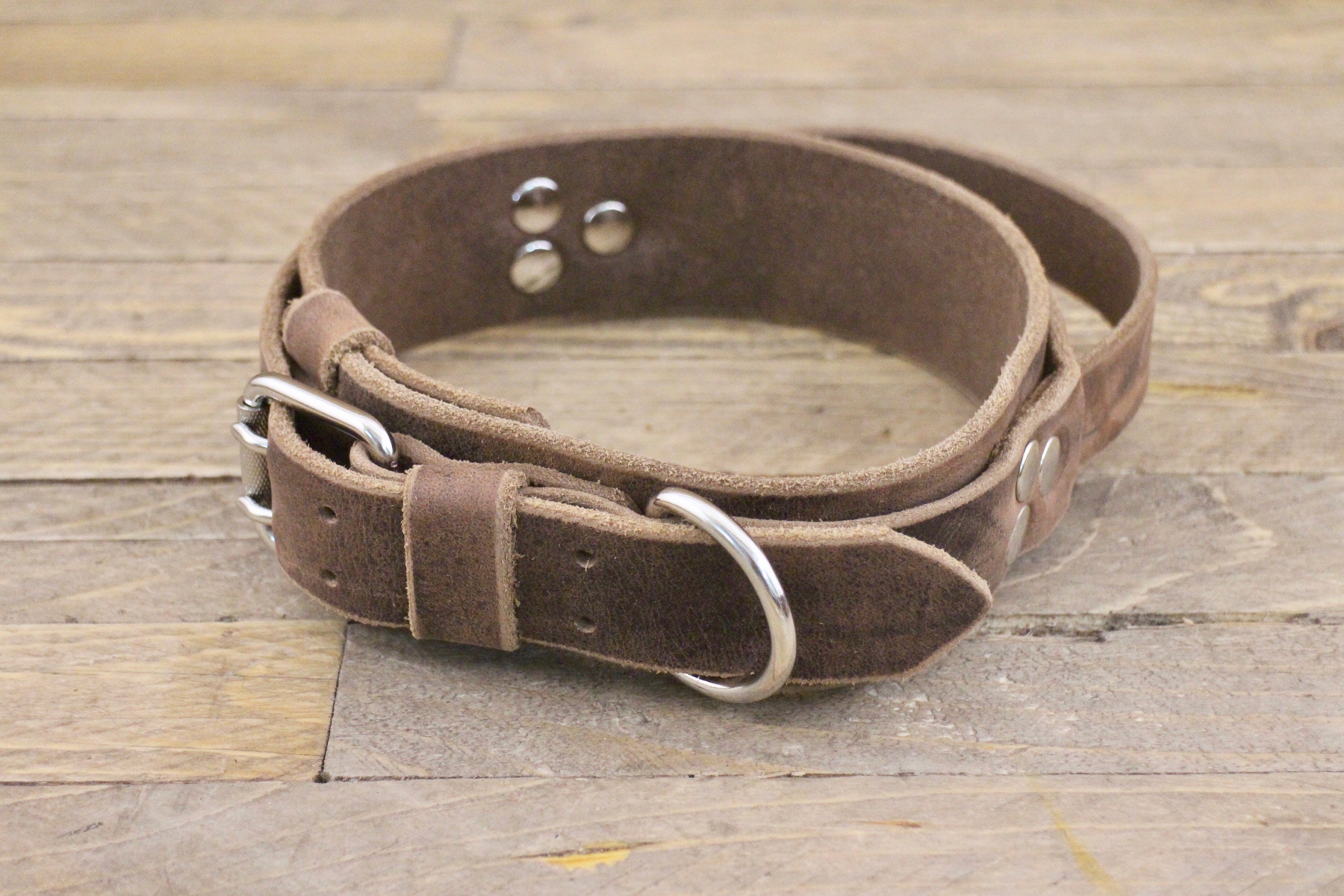 Large collar with handle grip Leather collar with built in Etsy