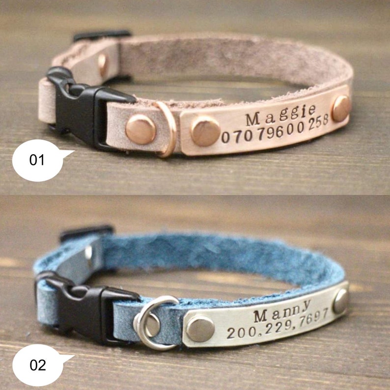 Personalised collar Cat id tag Cat collar Leather cat collar Leather cat collar Breakaway cat collar Cat accessories